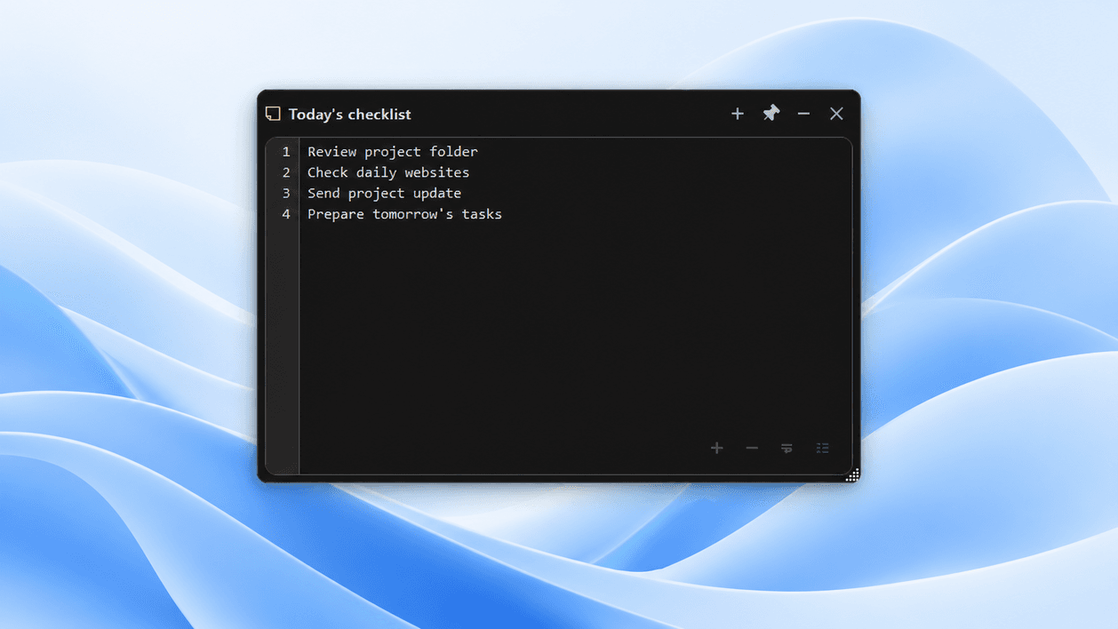 Floating Memo checklist pinned above the desktop in ActionPock