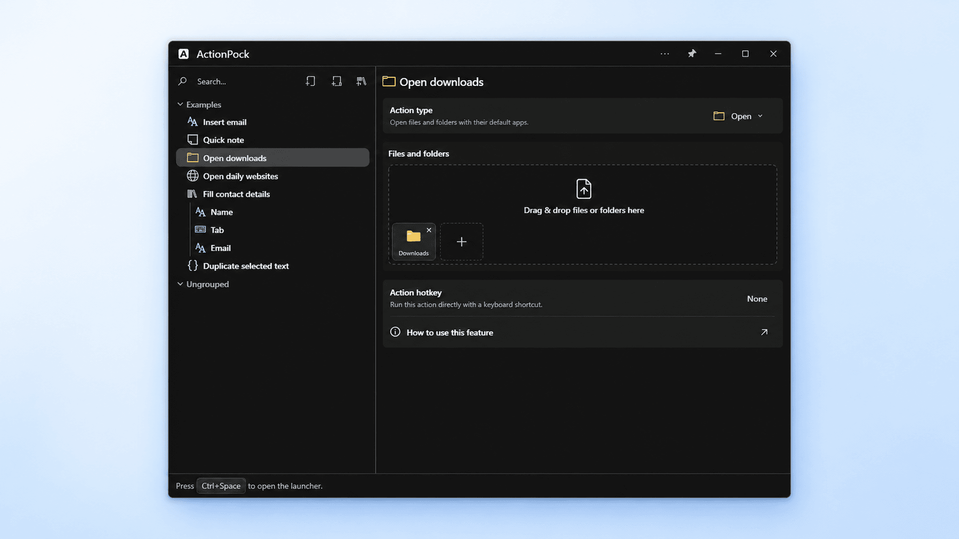 Open action collecting files and folders to launch together